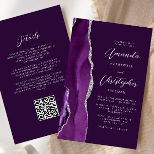 Casamento de Código QR de Agato de Prata Roxo do O
