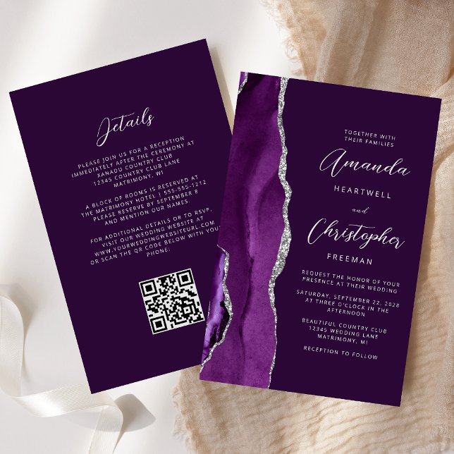 Casamento de Código QR de Agato de Prata Roxo do O (Criador carregado)