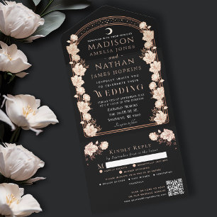 Casamento de Código QR de Arte Nouveau Negra Doura