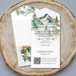 Casamento De Código QR De Árvores De Pinheiros E M