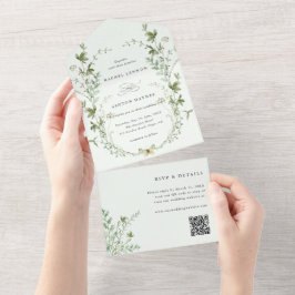 Casamento de Código QR de Flor Selvagem Verde Páli
