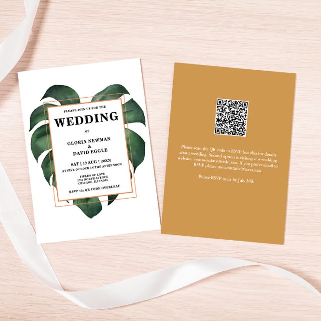 Casamento de Código QR de Folha Tropical de Palma  (Criador carregado)