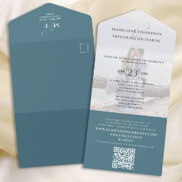 Casamento de Código QR de Foto Azul Elegante