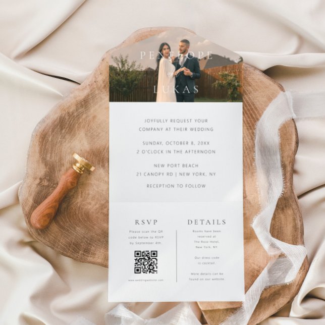 Casamento de Código QR de Foto Mínimo Clássico (Criador carregado)