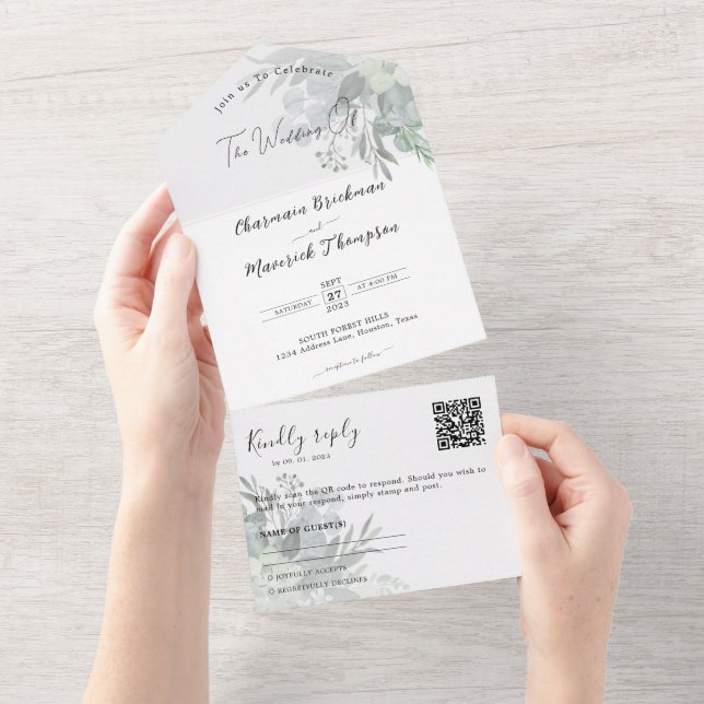 Casamento de Código QR de Greenerescência Botânica (Aba destacável)