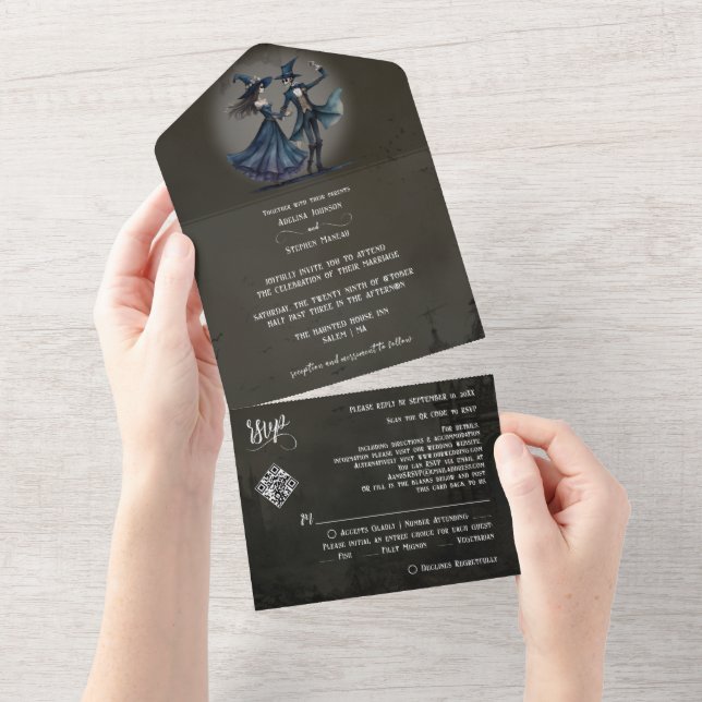 Casamento de Código QR de Halloween de Monograma S (Tearaway)