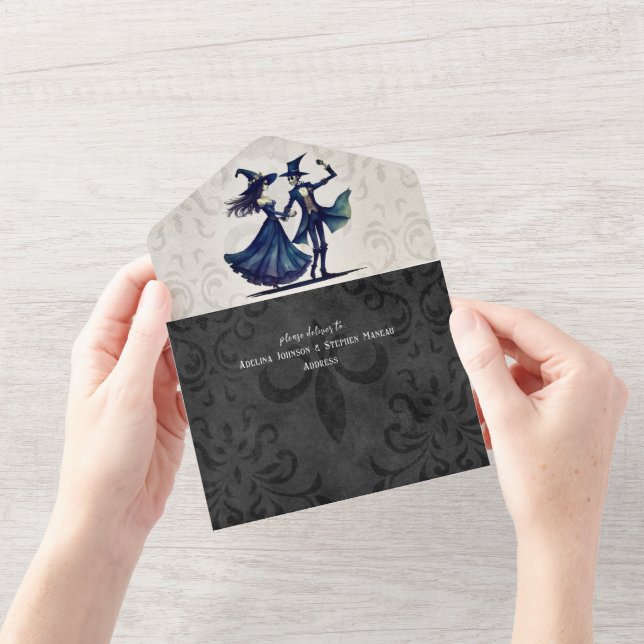 Casamento de Código QR de Halloween de Monograma S (Abertura)