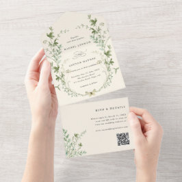 Casamento de Código QR de Ivory Elegant Wildflower