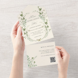 Casamento de Código QR de Ivory Elegant Wildflower