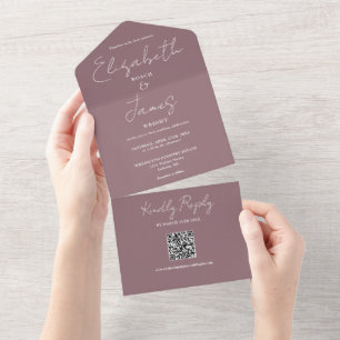 Casamento de Código QR de Letra Moderna Rosa