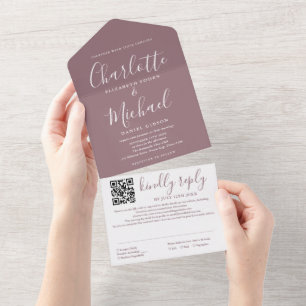 Casamento de Código QR de Letra Moderna Roxa Elega