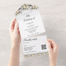 Casamento de Código QR de RSVP de Rosas Brancas El