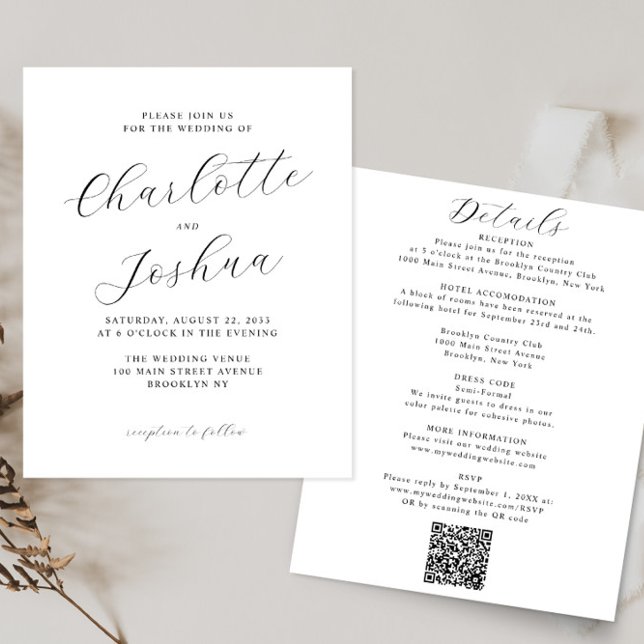 Casamento de Código QR de RSVP Minimalista Elegant (Criador carregado)