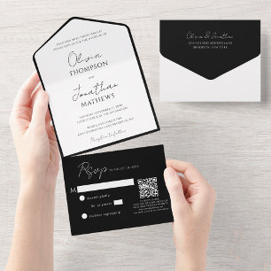 Casamento de Código QR de Script Branco Simples de