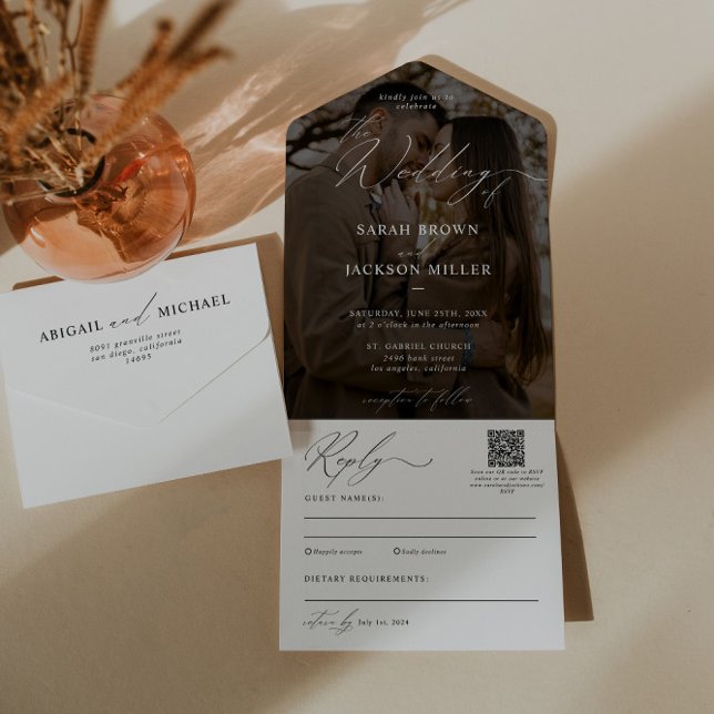 Casamento de Código QR de Script Moderno Elegante  (Criador carregado)