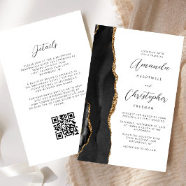 Casamento de Código QR do Agate Dourado Preto do O
