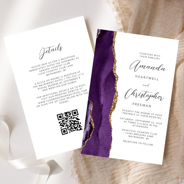 Casamento de Código QR do Agate Dourado Roxo de Or (Criador carregado)