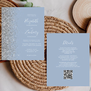 Casamento de Código QR do Glitter Azul com Derrame