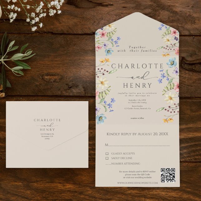 Casamento de Código QR do Jardim de Flores Selvage (Criador carregado)