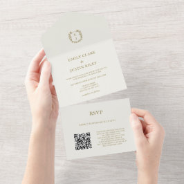 Casamento de Código QR do Monograma Dourado Clássi