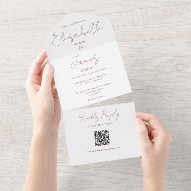 Casamento de Código QR do Script Elegante Moderno  (Aba destacável)