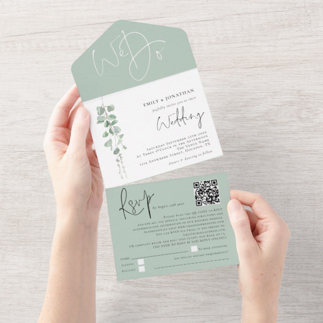 Casamento de Código QR do Script Eucalyptus Modern (Aba destacável)