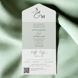 Casamento de Código QR Elegante de Script Minimali