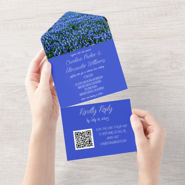 Casamento de Código QR Elegante Texano Elegante Bl (Tearaway)