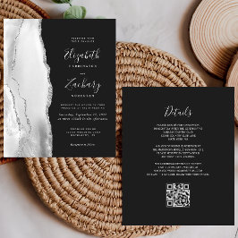 Casamento de Código QR Escuro de Agata de Cinza de