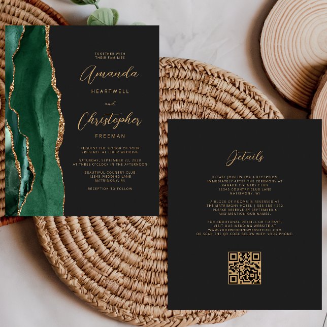Casamento de Código QR Escuro de Agato Dourado Ver (Criador carregado)
