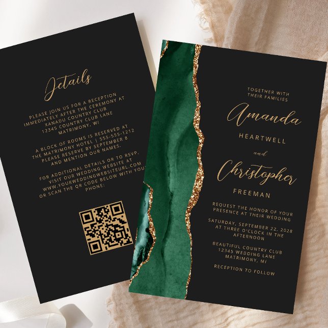 Casamento de Código QR Escuro de Agato Dourado Ver (Criador carregado)