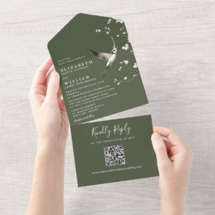 Casamento de Código QR Floral de Oliveira Chinoise