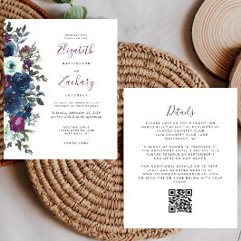 Casamento de Código QR Floral de Plum de Orçamento