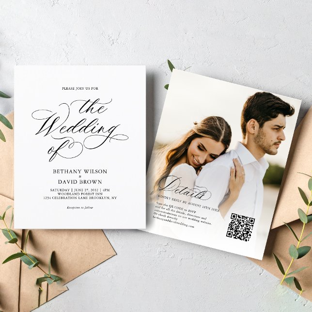 Casamento de Código QR Foto de Caligrafia Elegante (Criador carregado)