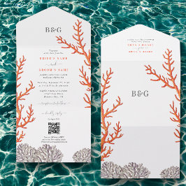 Casamento de Código QR Moderno da Praia da Coral W