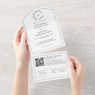 Casamento de Código QR Moderno e Negro Minimalista