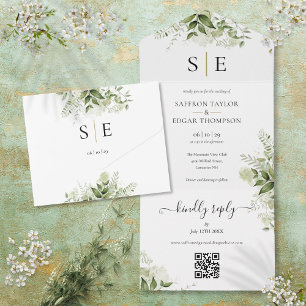 Casamento de Código QR Monograma Preto Dourado com