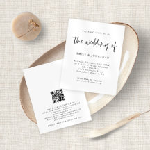 Casamento de Código QR Preto-Branco Minimalista de