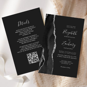 Casamento de Código QR Preto de Agato de Prata Pre