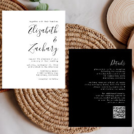 Casamento de Código QR Preto e Branco Moderno de O