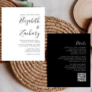 Casamento de Código QR Preto e Branco Moderno de O