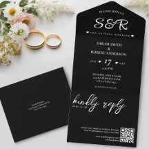 Casamento de Código QR Preto Simples