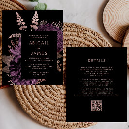 Casamento de Código QR Roxo Floral Oral do Orçamen