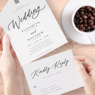 Casamento de Código QR Simples Chic Elegante Moder