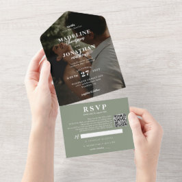 Casamento de Código QR Verde da Sage de Foto Cláss