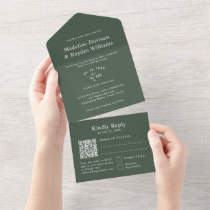 Casamento de Código QR Verde Moderno Simples