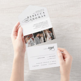 Casamento de Colagem de Fotos Clássica em Preto e 