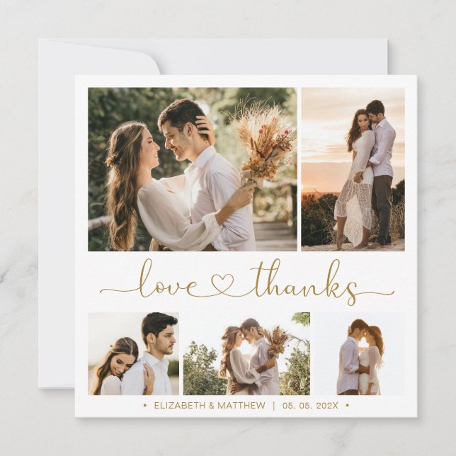 Casamento de Colagem de Fotos de Amor e Obrigados (Frente)