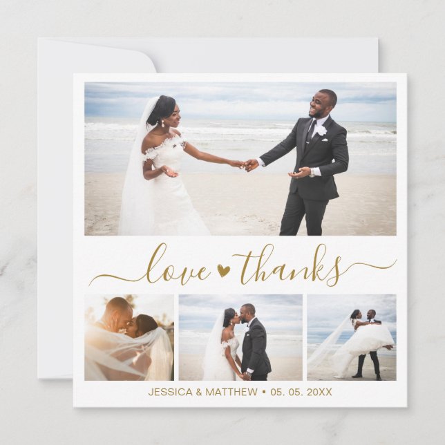 Casamento de Colagem de Fotos de Script Dourado de (Frente)