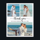 Casamento de Colagem de Fotos do Orçamento 3 Obrig<br><div class="desc">Orçamento, Moderno Minimalista "Obrigado" Script 3 Foto Collage Casamento Obrigado personalizado barato baixo orçamento fino. Com 3 fotos na frente e 1 foto no verso. ***POR FAVOR, NOTE! *** O PAPEL ORÇAMENTAL/FLYER É MAIS FINO DO PAPEL. *** ATUALIZE O PAPEL PARA UM PAPEL MAIS ESPESSURO. *** Apresentando um script "Obrigado"...</div>